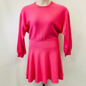 Alice + Olivia Murray Fit & Flare Dress Size L Wool Blend Calypso Pink Sweater